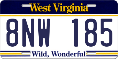 WV license plate 8NW185