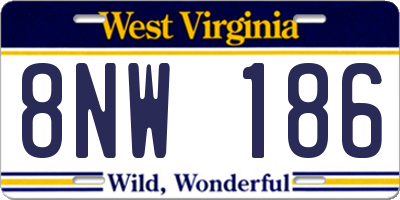 WV license plate 8NW186
