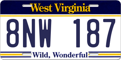 WV license plate 8NW187