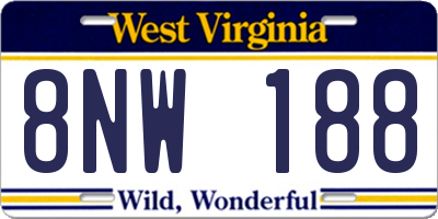 WV license plate 8NW188