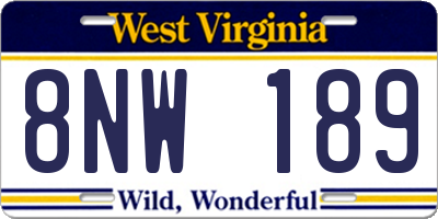 WV license plate 8NW189