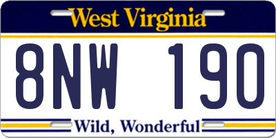 WV license plate 8NW190