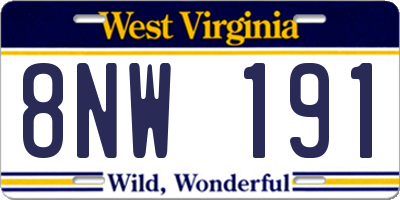WV license plate 8NW191