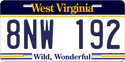 WV license plate 8NW192