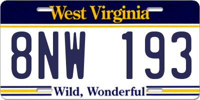 WV license plate 8NW193