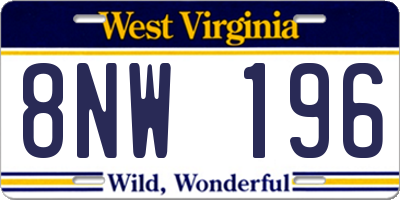 WV license plate 8NW196