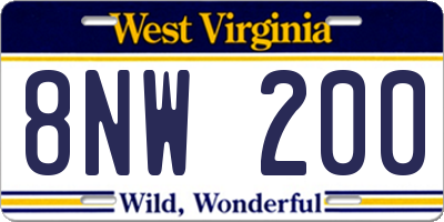 WV license plate 8NW200