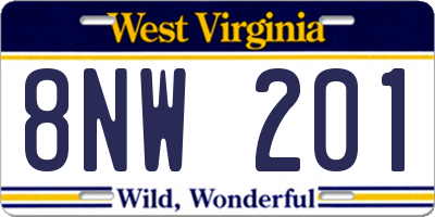 WV license plate 8NW201