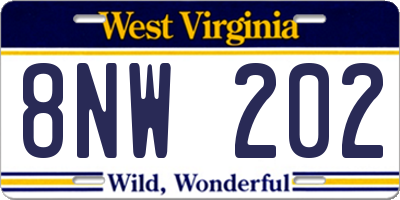 WV license plate 8NW202
