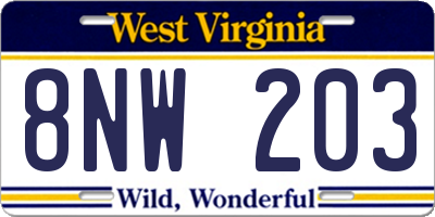 WV license plate 8NW203