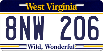 WV license plate 8NW206
