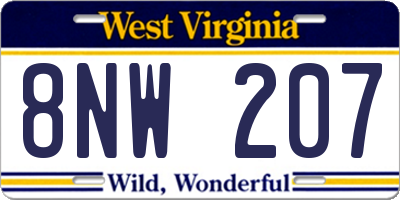 WV license plate 8NW207