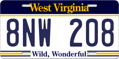WV license plate 8NW208