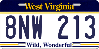 WV license plate 8NW213