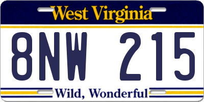 WV license plate 8NW215