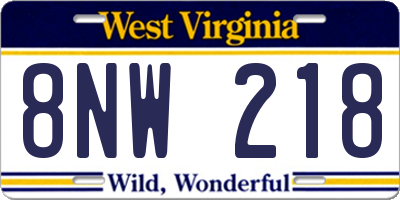 WV license plate 8NW218