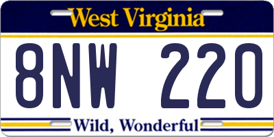 WV license plate 8NW220