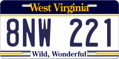WV license plate 8NW221