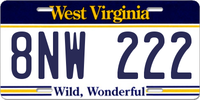WV license plate 8NW222
