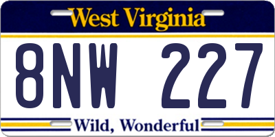 WV license plate 8NW227