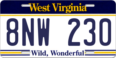 WV license plate 8NW230