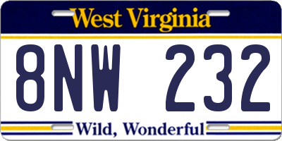 WV license plate 8NW232