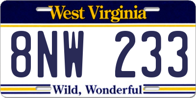 WV license plate 8NW233