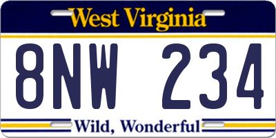 WV license plate 8NW234