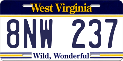 WV license plate 8NW237