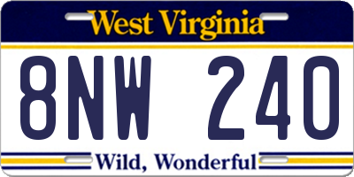 WV license plate 8NW240