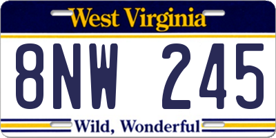 WV license plate 8NW245