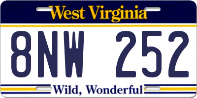 WV license plate 8NW252