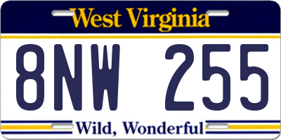 WV license plate 8NW255
