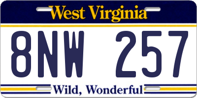 WV license plate 8NW257