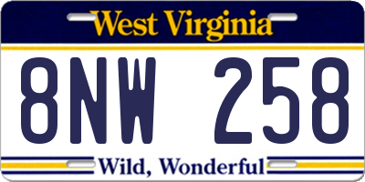 WV license plate 8NW258