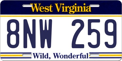 WV license plate 8NW259