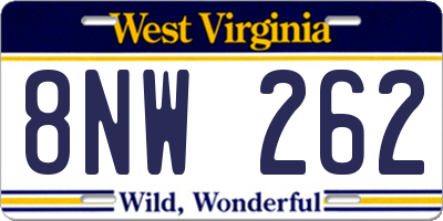 WV license plate 8NW262