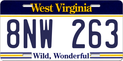 WV license plate 8NW263