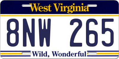 WV license plate 8NW265