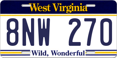 WV license plate 8NW270
