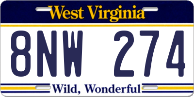 WV license plate 8NW274