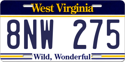 WV license plate 8NW275