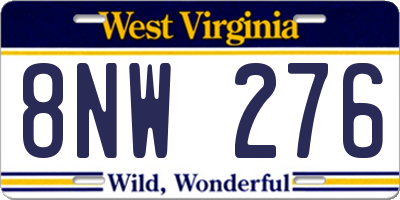 WV license plate 8NW276