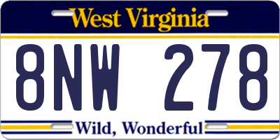 WV license plate 8NW278