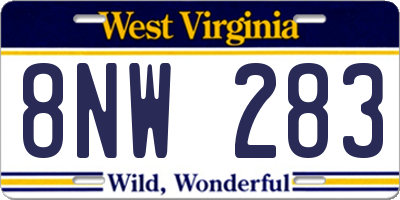 WV license plate 8NW283