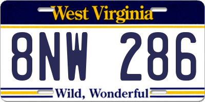 WV license plate 8NW286