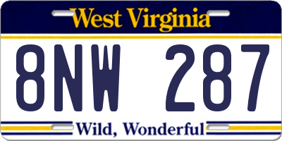 WV license plate 8NW287
