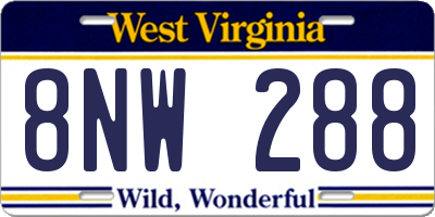 WV license plate 8NW288