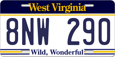 WV license plate 8NW290