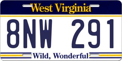 WV license plate 8NW291